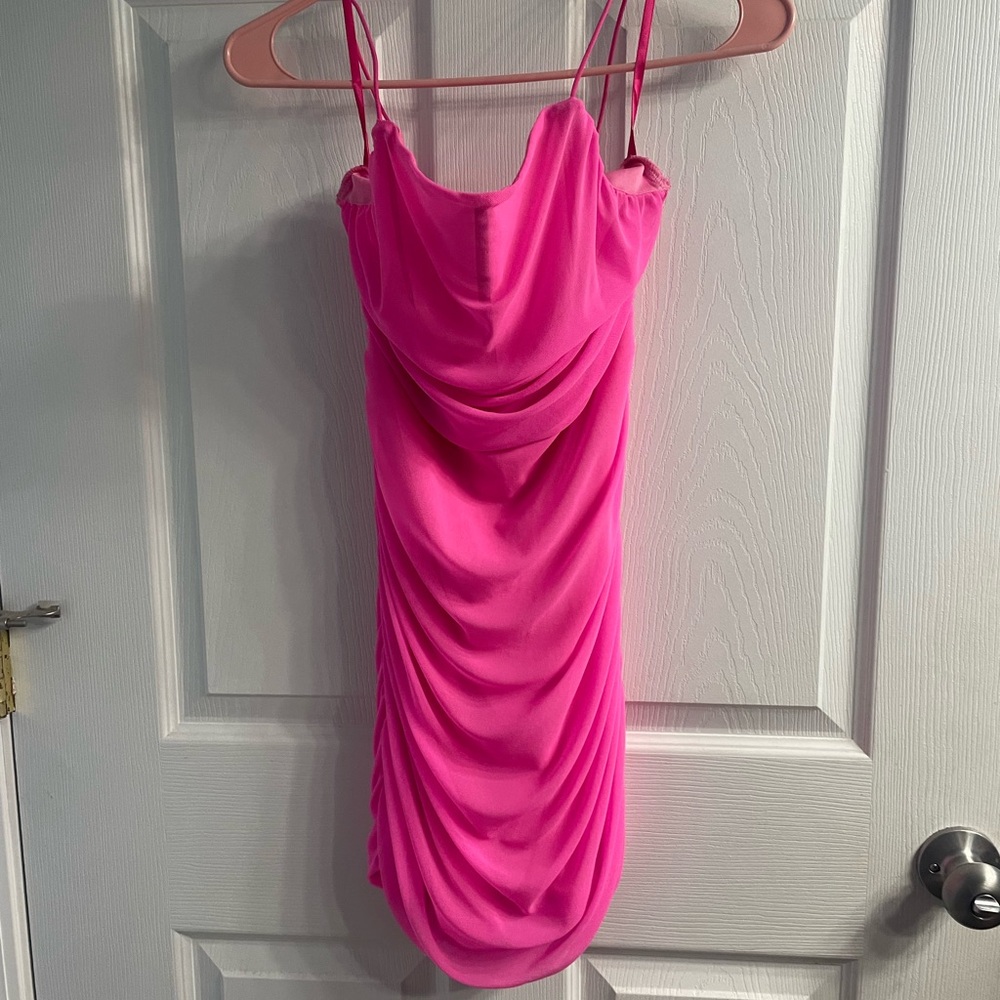 Pink cocktail dress with waves